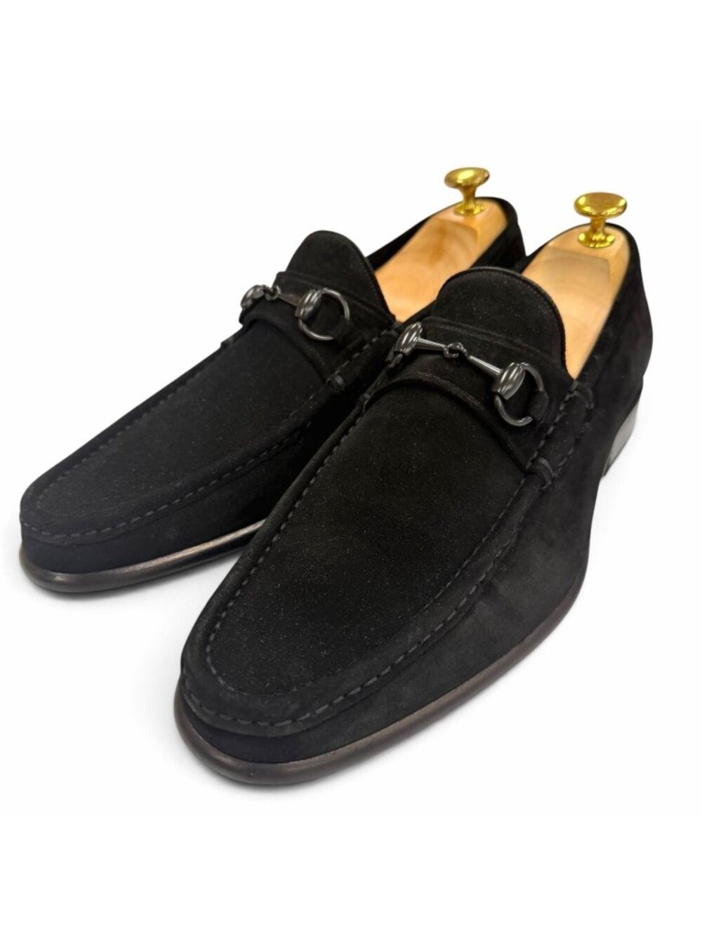 Gucci Suede Leather Horsebit Shoes Loafers Black Business Recommended